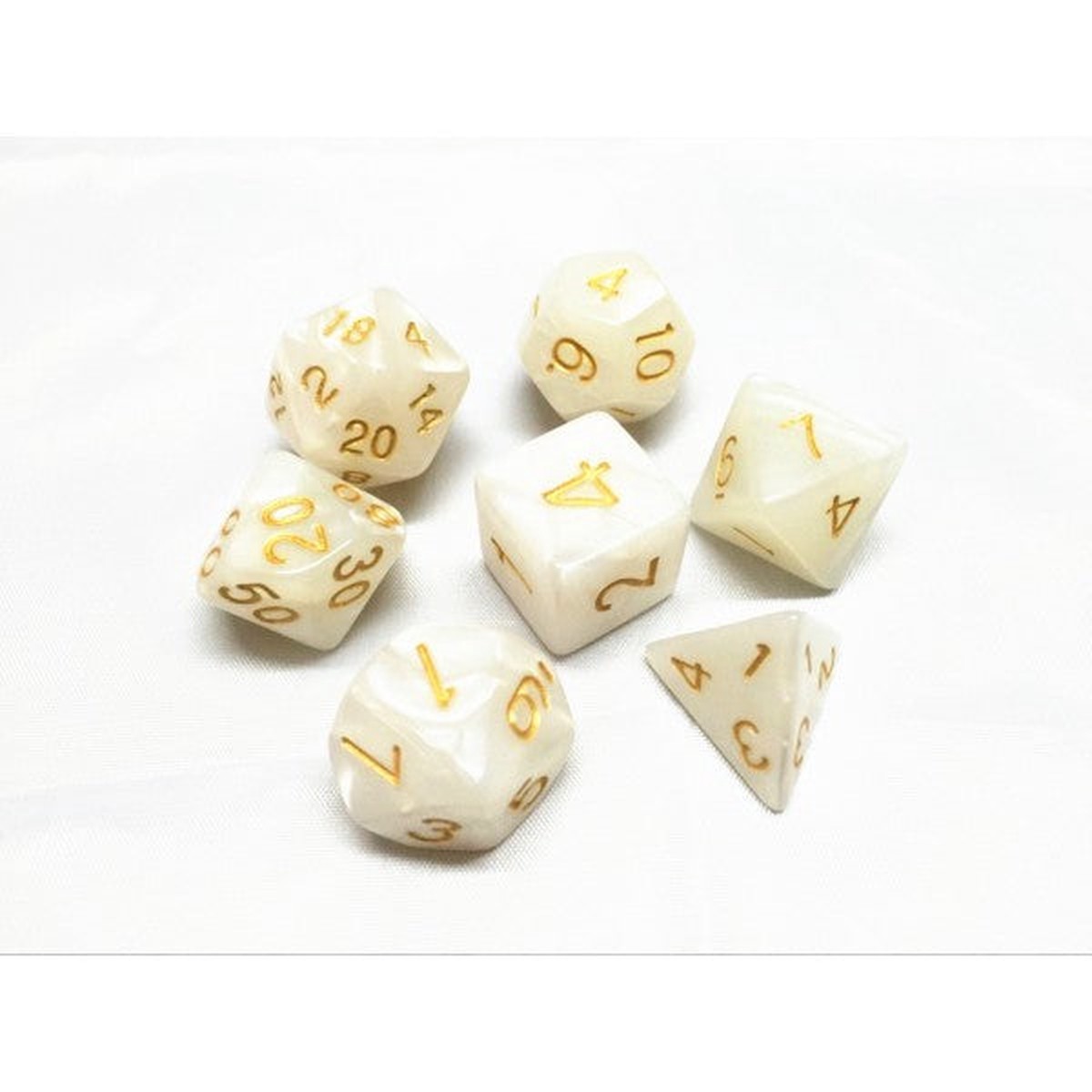 HD Dice Pearl White 7ct Polyhedral Dice Set