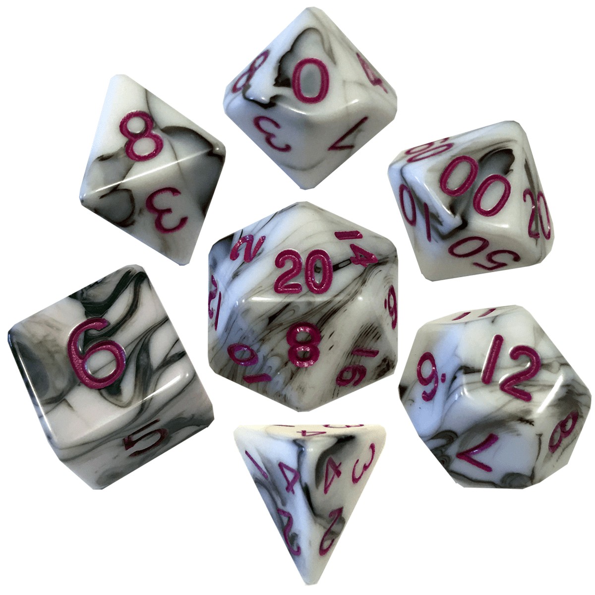 Metallic Dice Games Marble/Purple 7ct Polyhedral Dice Set