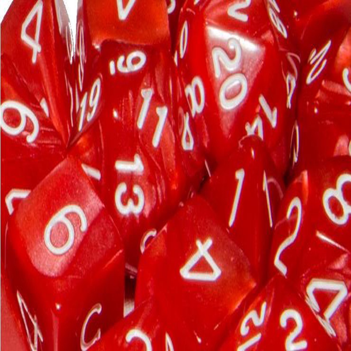 Role4Initiative Marble Red with White Numbers 15ct Polyhedral Set