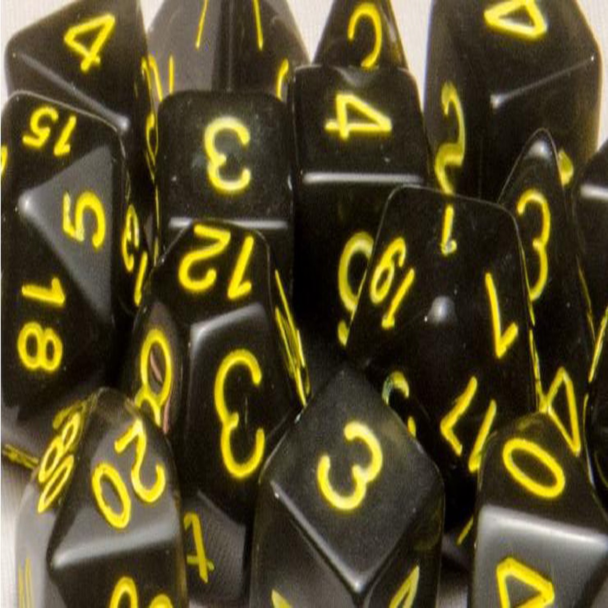 Role4Initiative Translucent Black (Smoke) with Gold Numbers 7ct Polyhedral Set