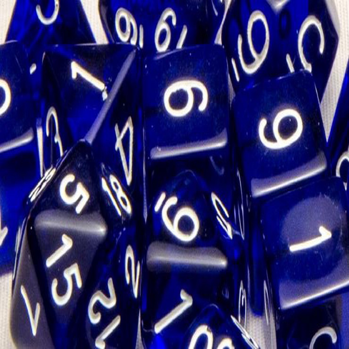 Role4Initiative Translucent Blue with White Numbers 7ct Polyhedral Set