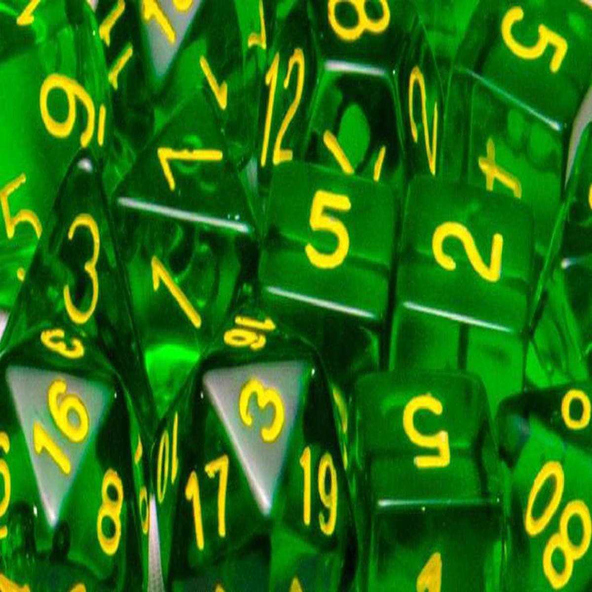 Role4Initiative Translucent Dark Green with Gold Numbers 15ct Polyhedral Set