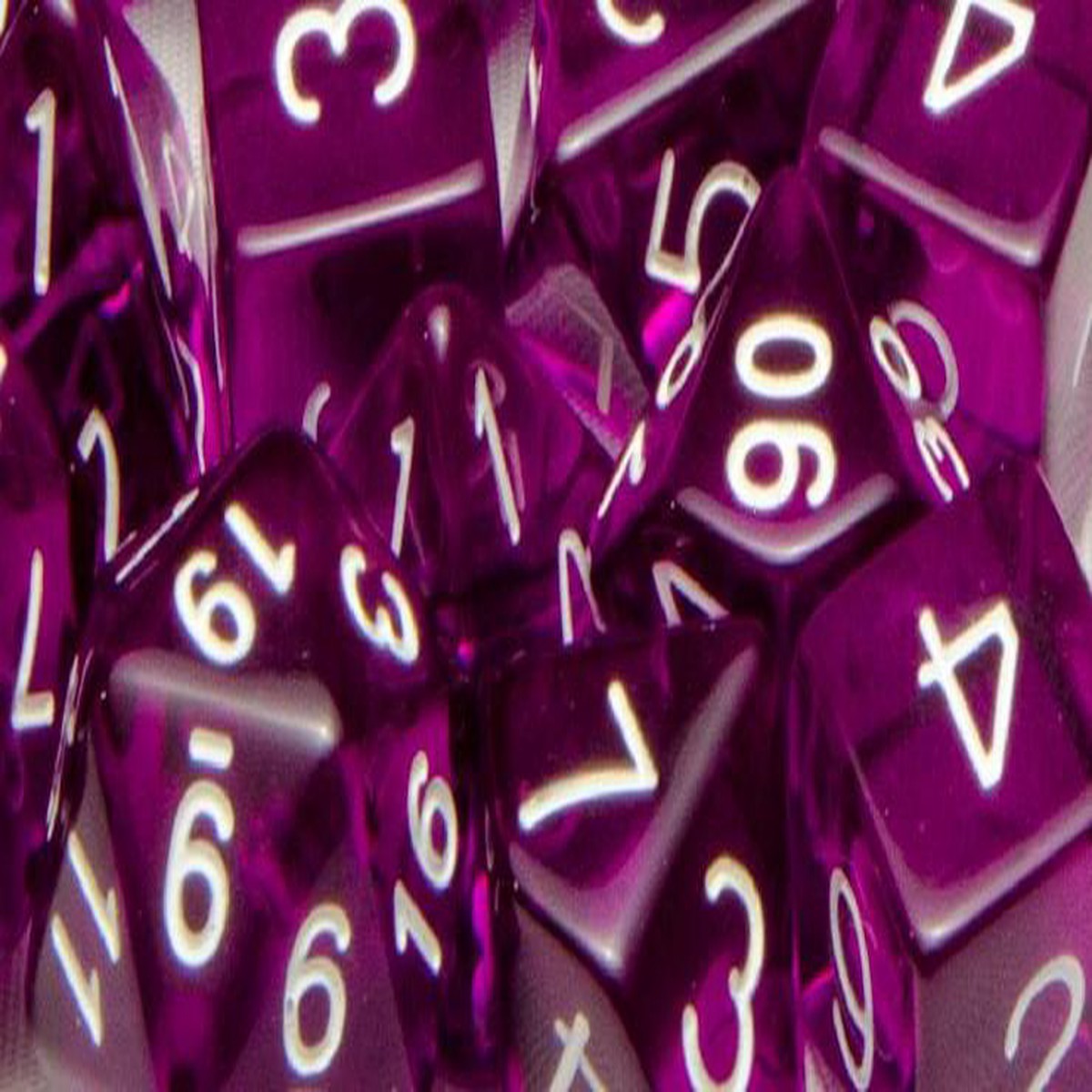 Role4Initiative Translucent Dark Purple with White Numbers 15ct Polyhedral Set