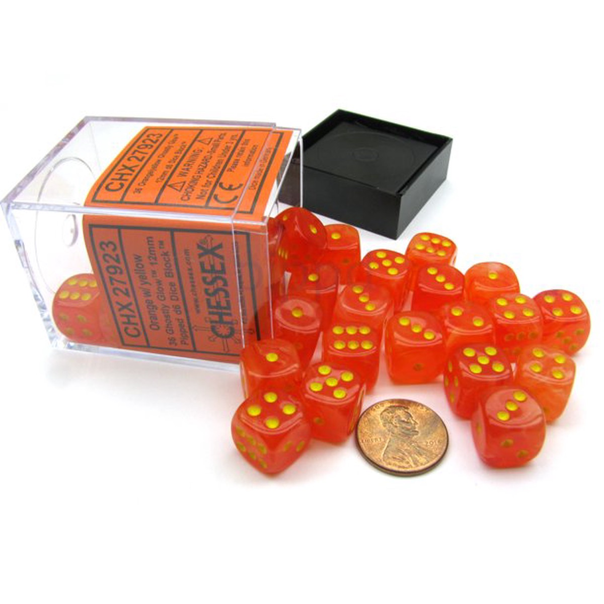 Chessex 12mm Ghostly Glow Orange/Yellow 36ct D6 Set (27923)