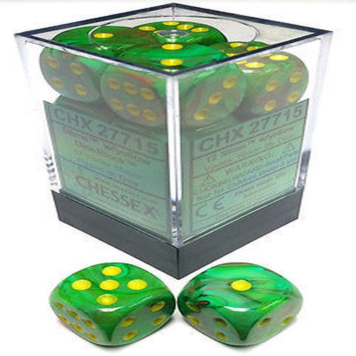 Chessex 16mm Vortex Slime/Yellow 12ct D6 Set (27715)