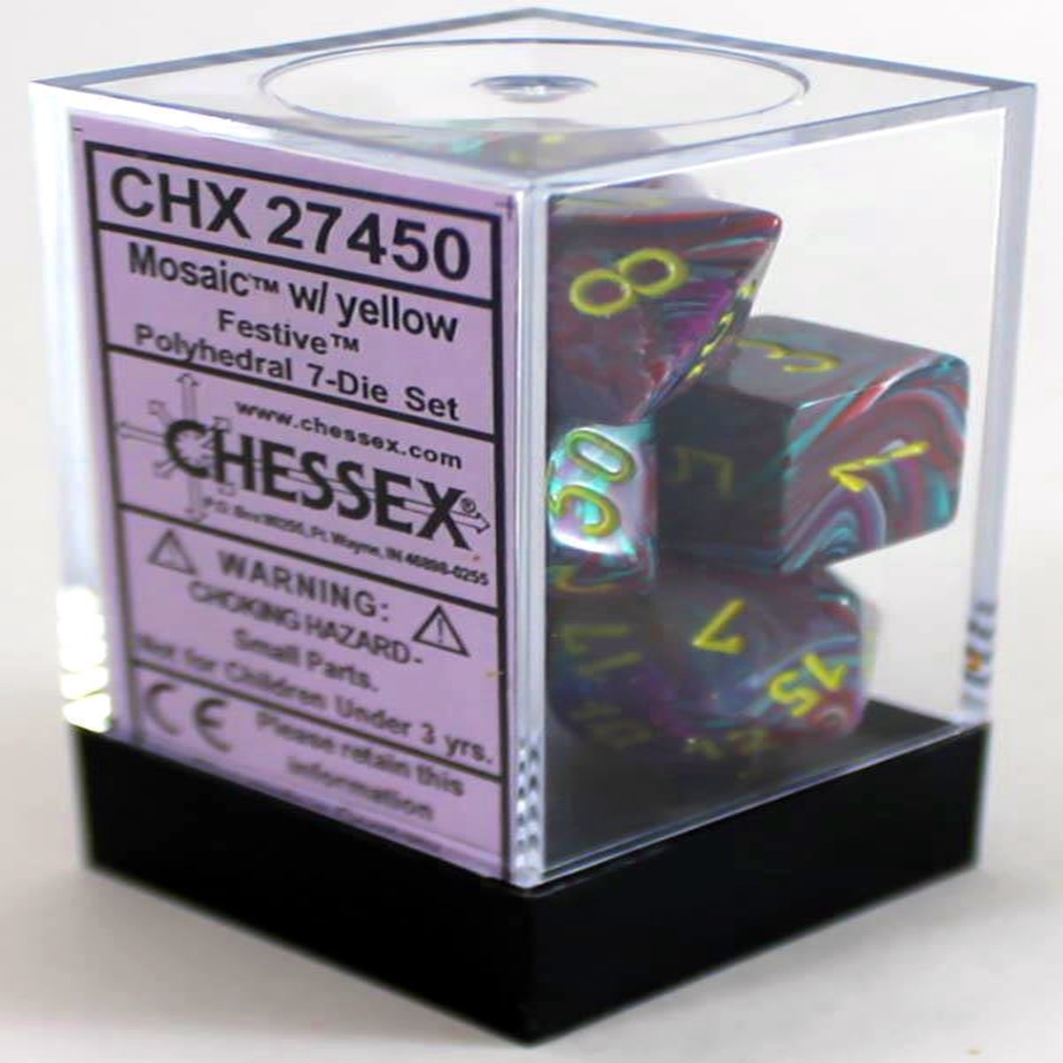 Chessex Festive Mosaic/Yellow 7ct Polyhedral Set (27450)