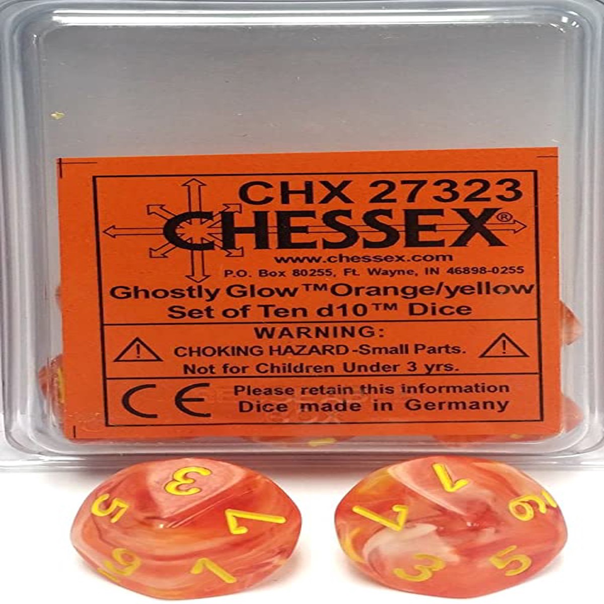 Chessex Ghostly Glow Orange/Yellow 10ct D10 Set (27323)
