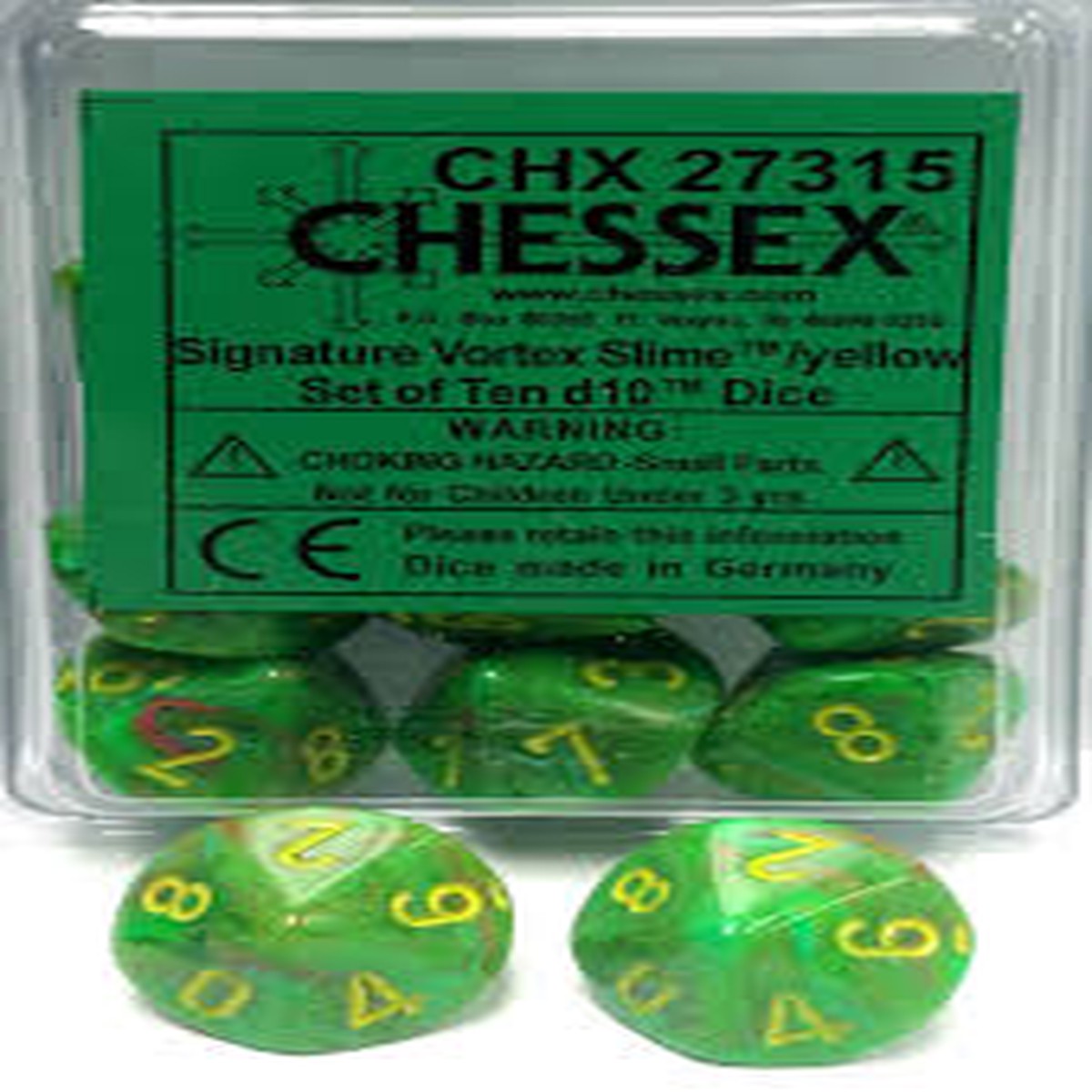 Chessex Vortex Slime/Yellow 10ct D10 Set (27315)