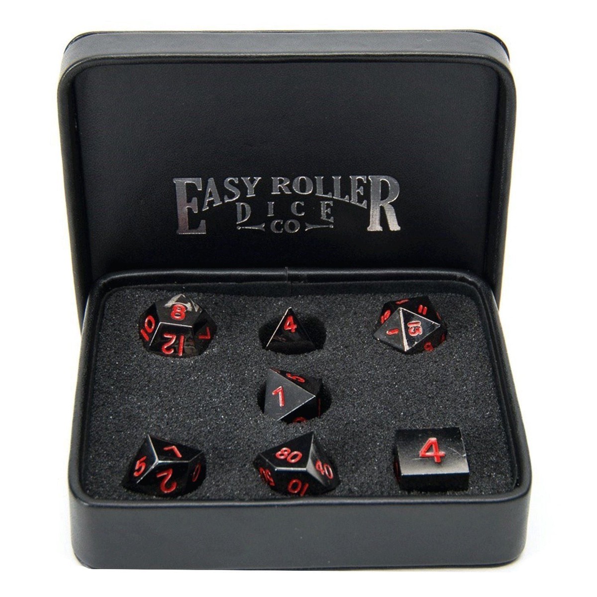 Easy Roller Metal Gunmetal Red 7ct Polyhedral Set