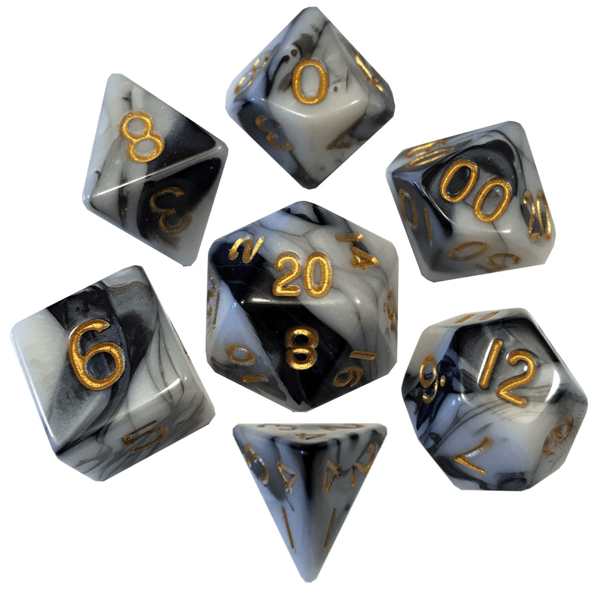 Metallic Dice Games Marble/Gold 7ct Polyhedral Dice Set