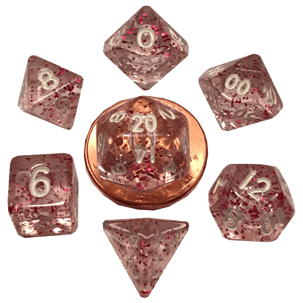 Metallic Dice Games Mini Ethereal Light Purple/White 7ct Polyhedral Set