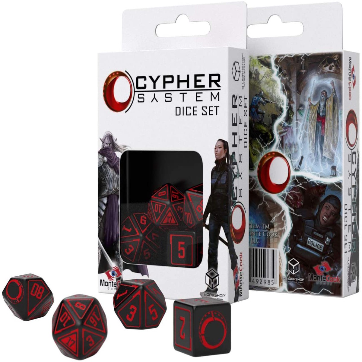 Q-Workshop Cypher System Black/Red 4ct Polyhedral Set