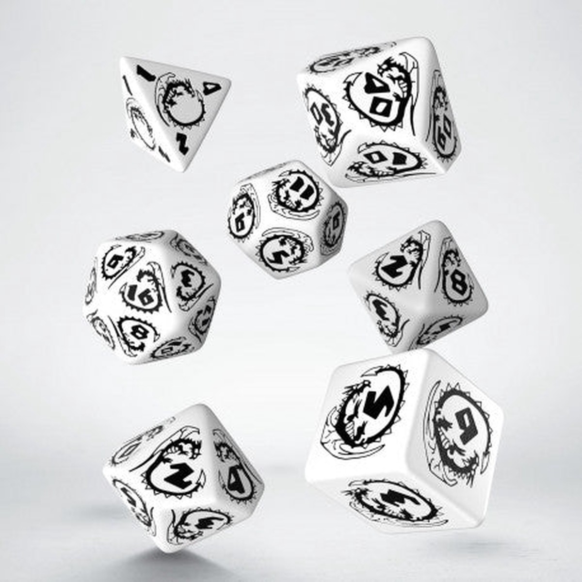 Q-Workshop Dragon White/Black 7ct Polyhedral Set