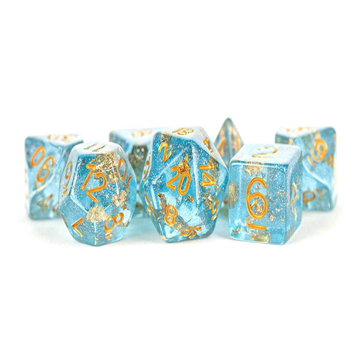 Metallic Dice Games Blue Gold Foil/Gold 7ct Polyhedral Dice Set