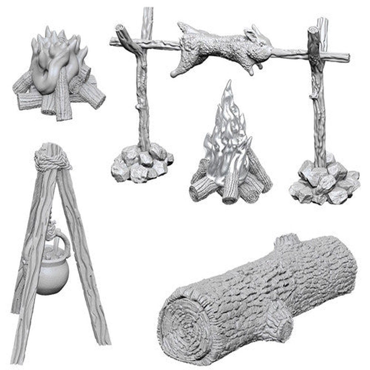 WizKids Deep Cuts Unpainted Miniatures: Camp Fire & Sitting Log (73860)
