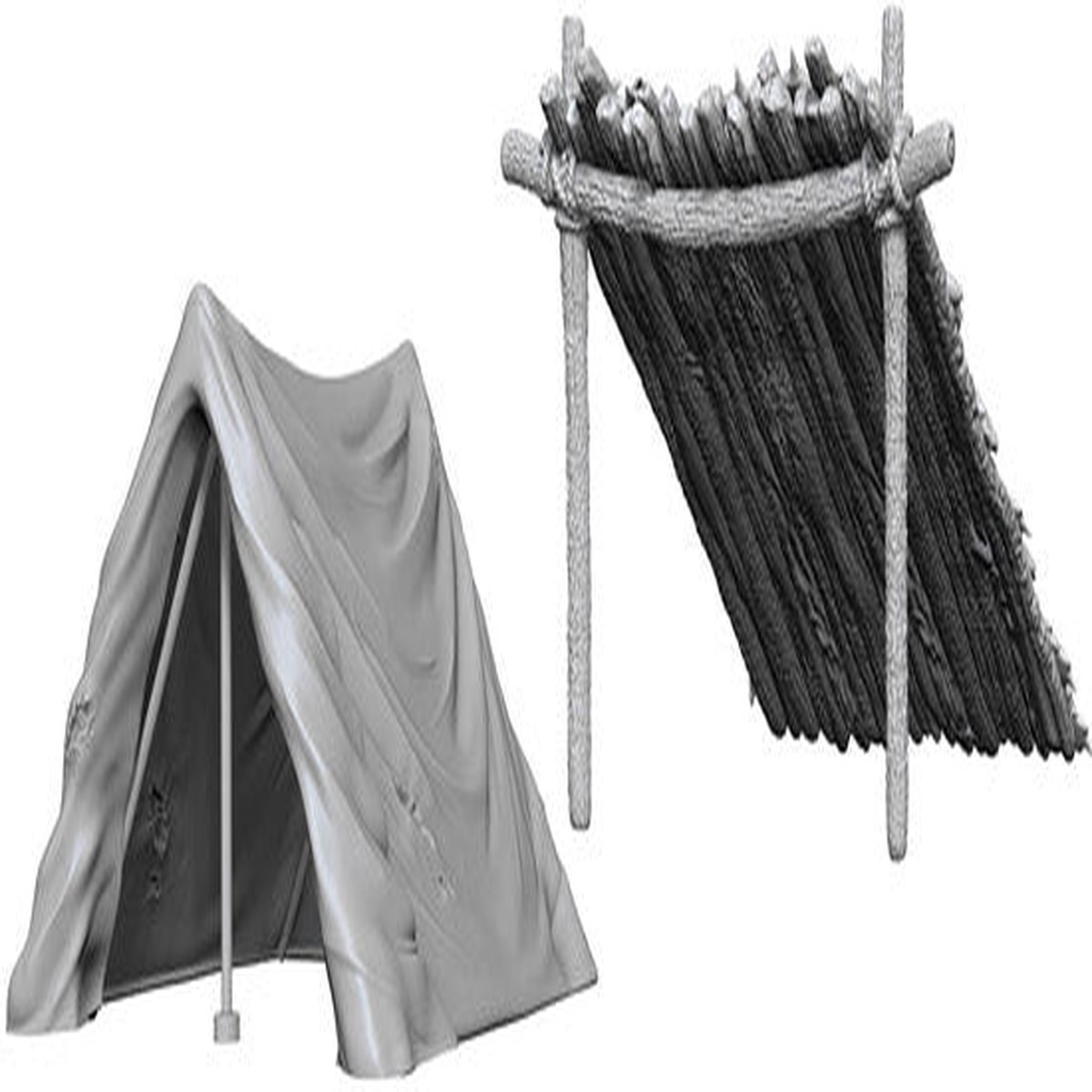 WizKids Deep Cuts Unpainted Miniatures: Tent & Lean-To