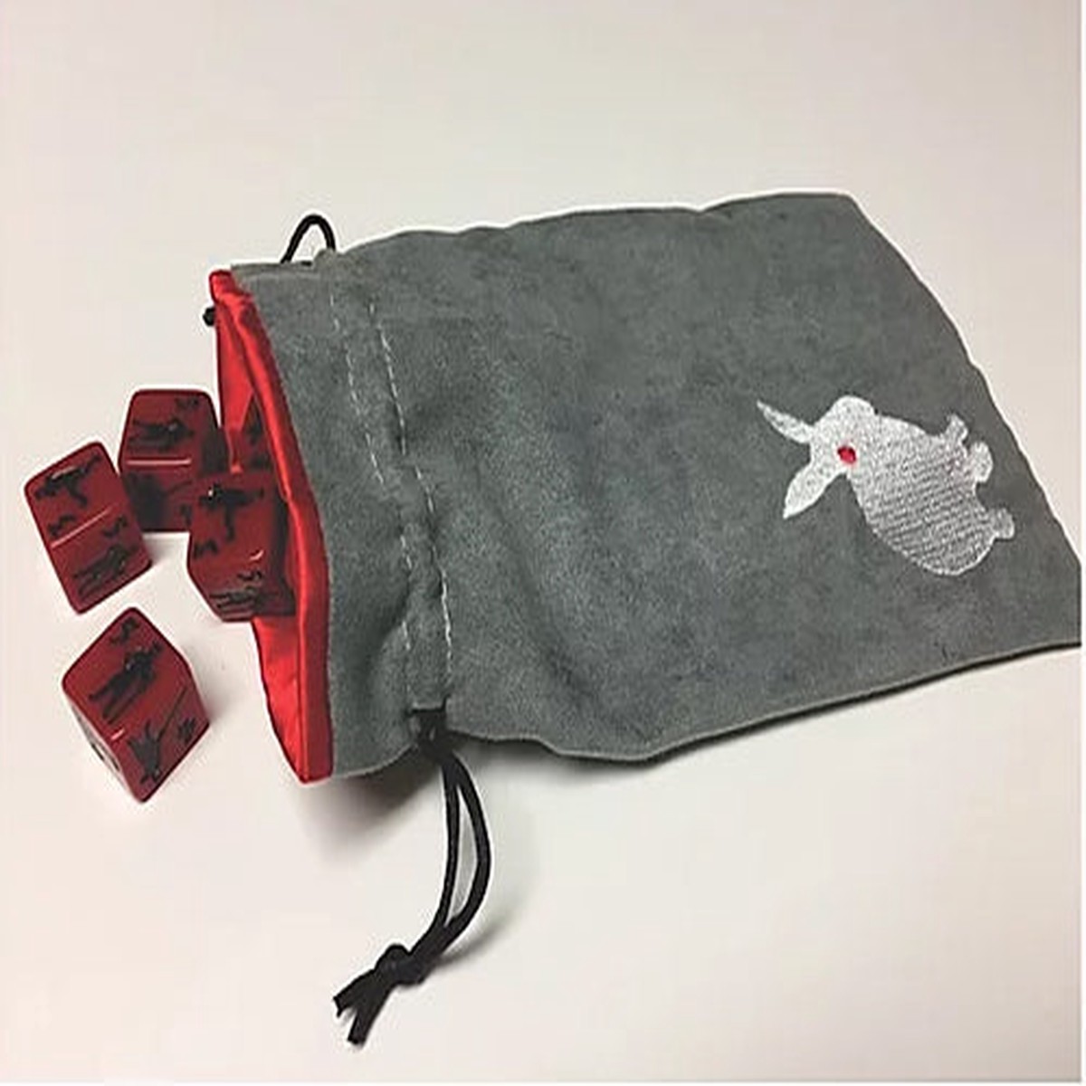Dice Bag: Evil Rabbit Grey with White Embroidery