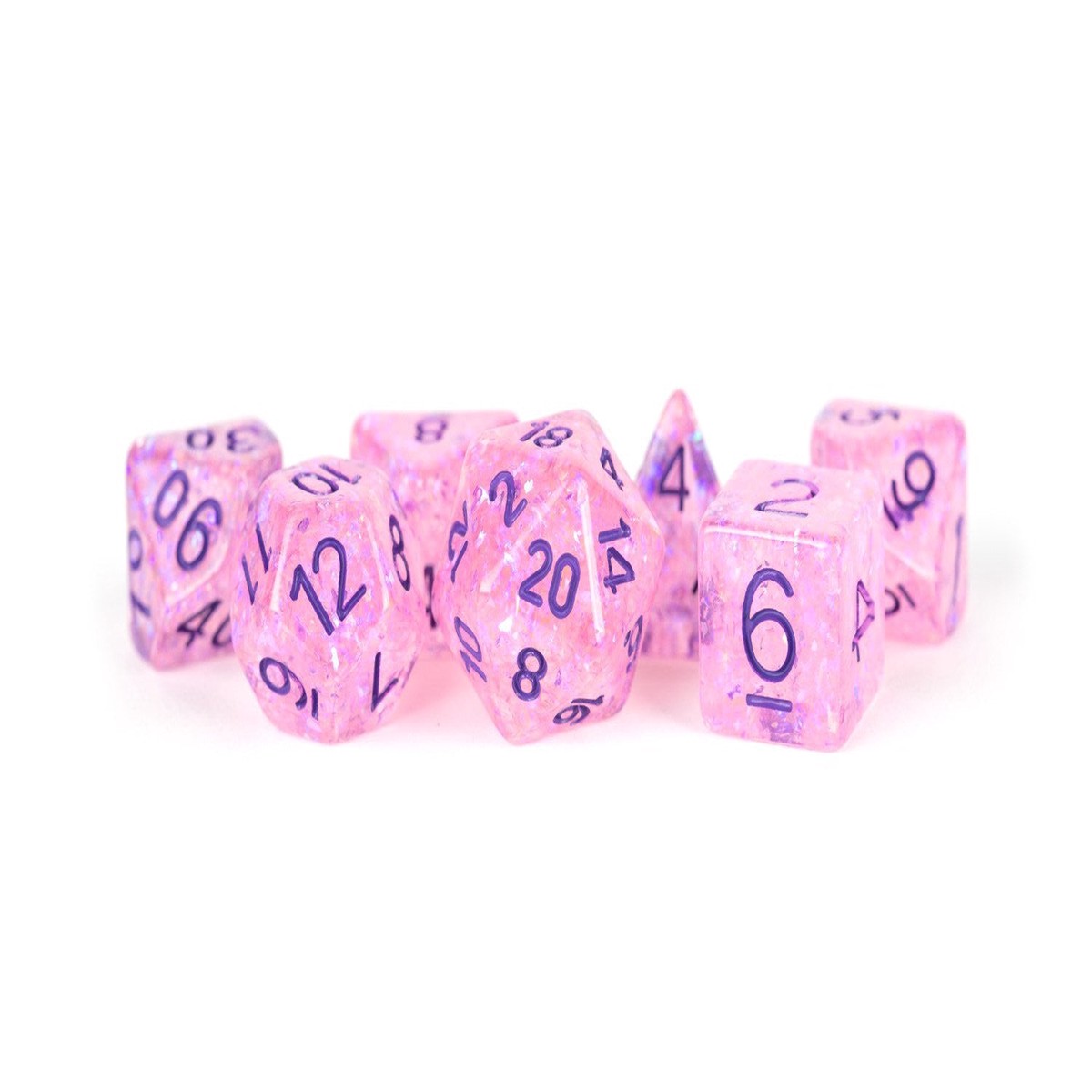 Metallic Dice Games Flash Pink/Purple 7ct Polyhedral Dice Set