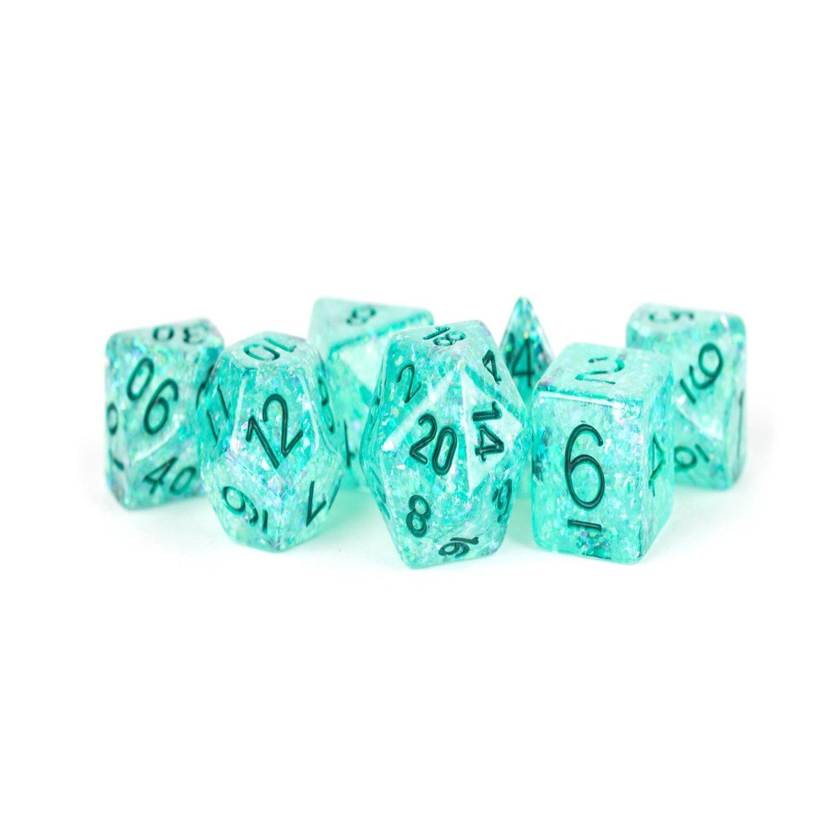 Metallic Dice Games Flash Teal/Green 7ct Polyhedral Dice Set