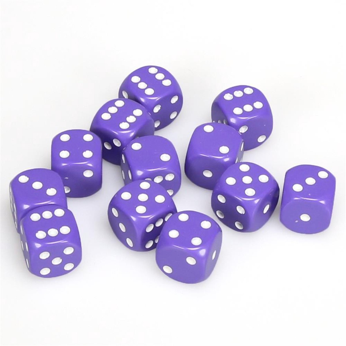 Chessex 16mm Opaque Purple/White 12ct D6 Set (25607)