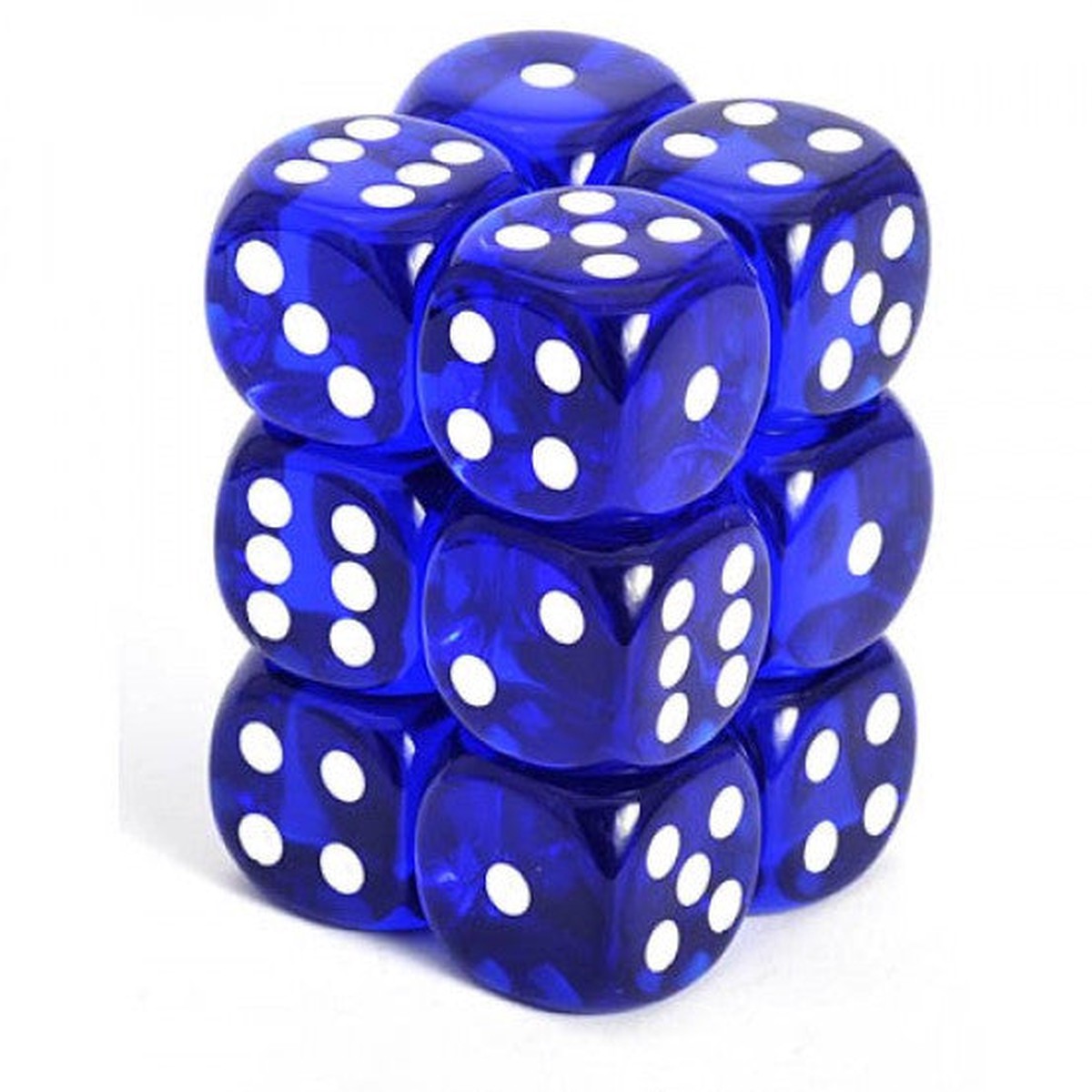 Chessex 16mm Translucent Blue/White 12ct D6 Set (23606)