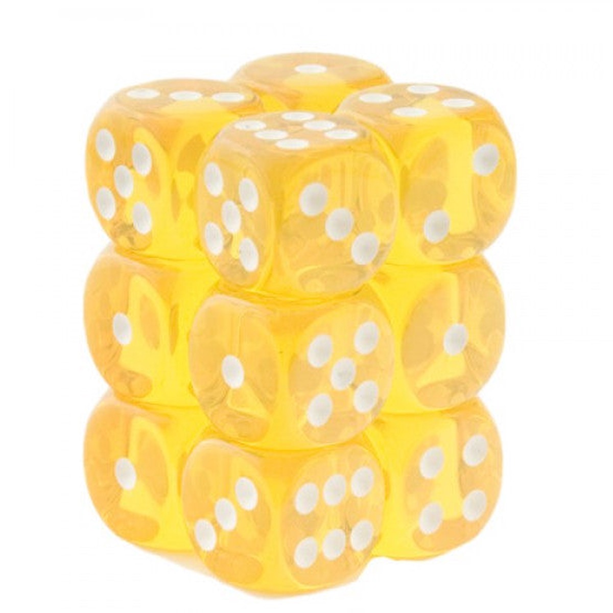 Chessex 16mm Translucent Yellow/White 12ct D6 Set (27602)