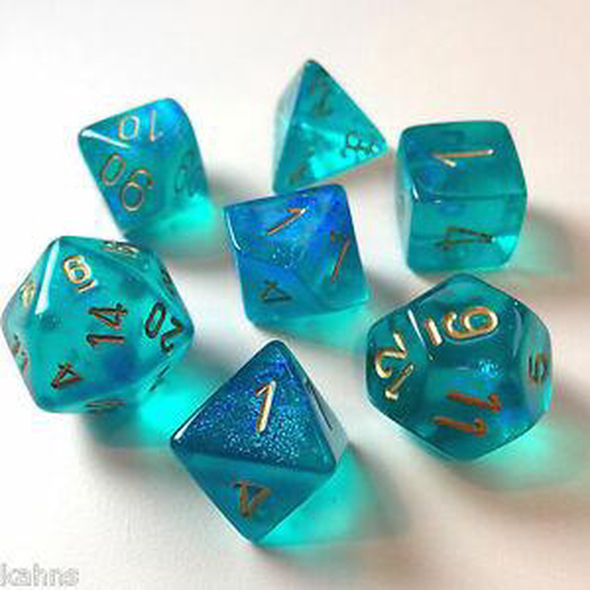 Chessex Borealis Teal/Gold 7ct Polyhedral Set (27486)