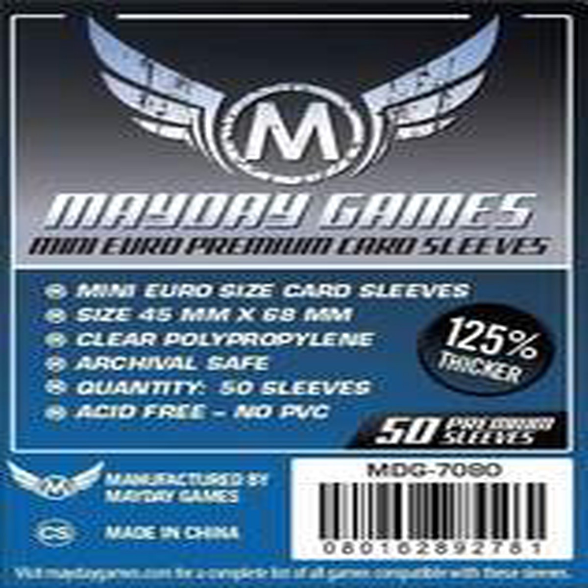 Mayday Games Board Game Sleeves 50ct Premium 45x68mm Mini European