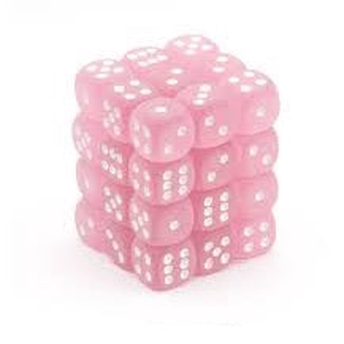Chessex 12mm Frosted Pink/White 36ct D6 Set (LE569)