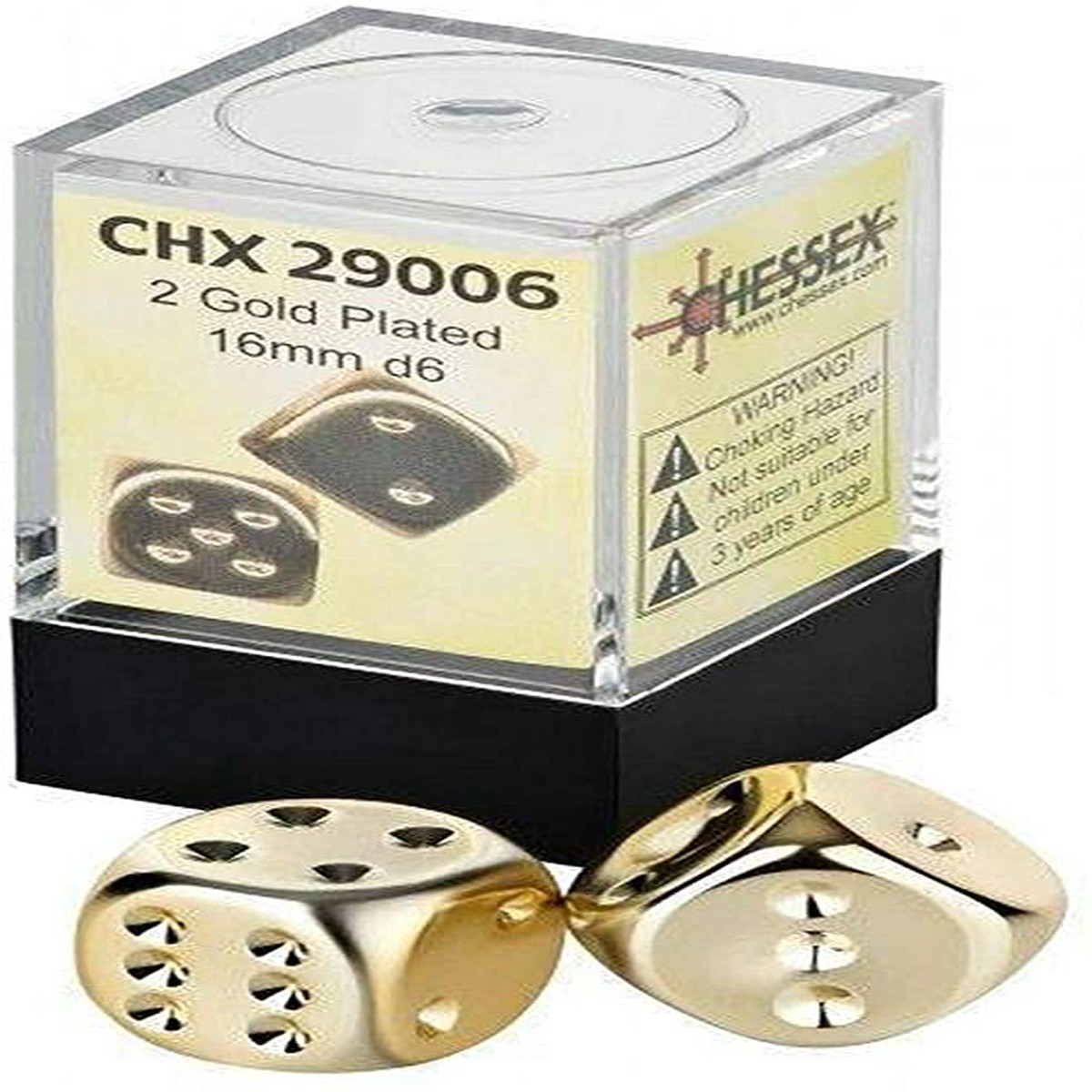 Chessex 16mm Gold Plated 2ct D6 Set (29006)