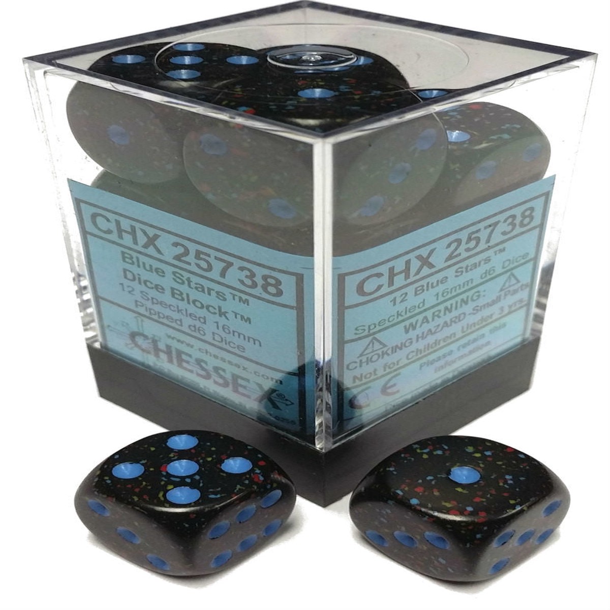 Chessex 16mm Speckled Blue Stars 12ct D6 Set (25738)