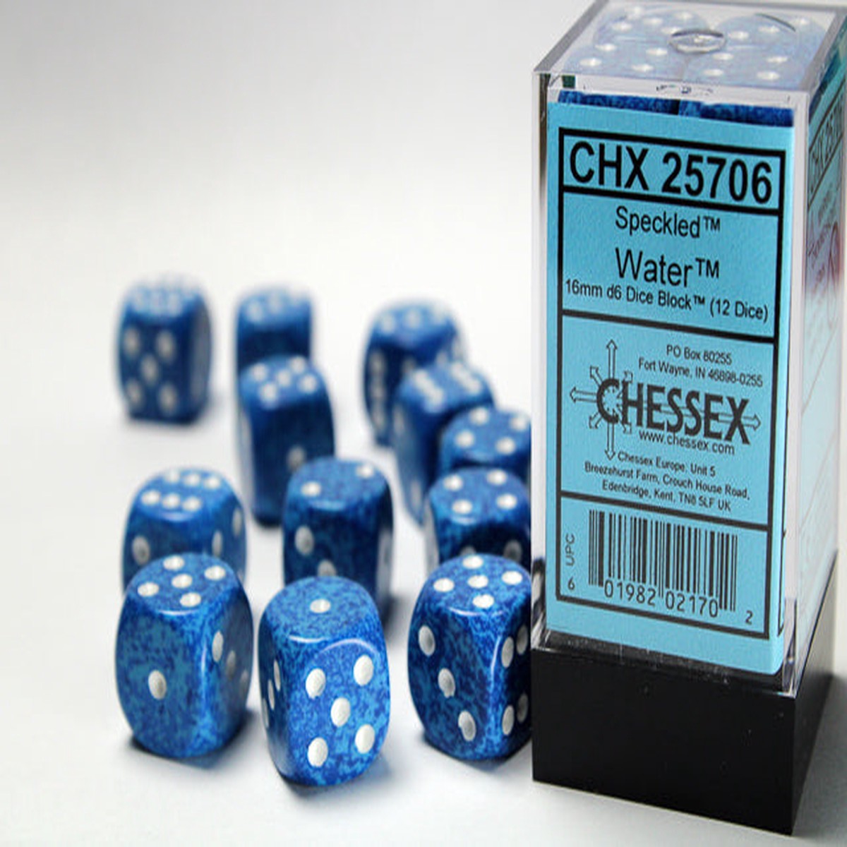 Chessex 16mm Speckled Water 12ct D6 Set (25706)