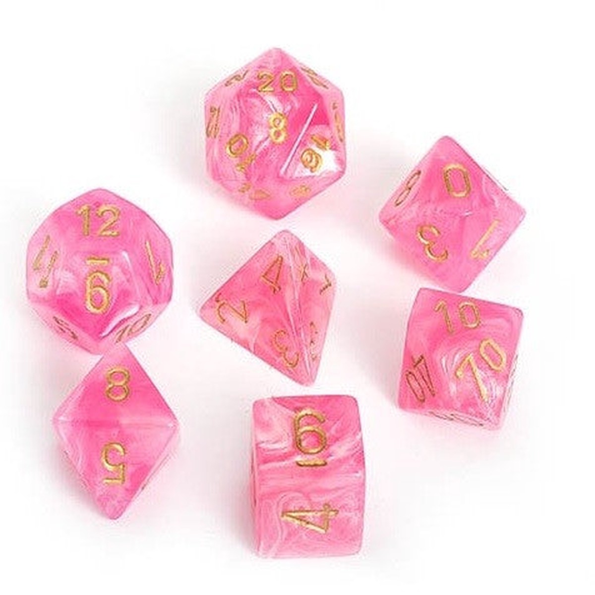Chessex Easter Pink/Gold 7ct Polyhedral Set (LE761)