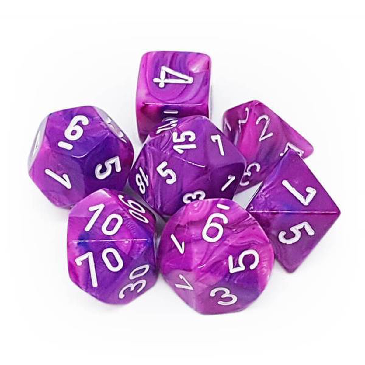 Chessex Festive Violet/White 7ct Polyhedral Set (27457)