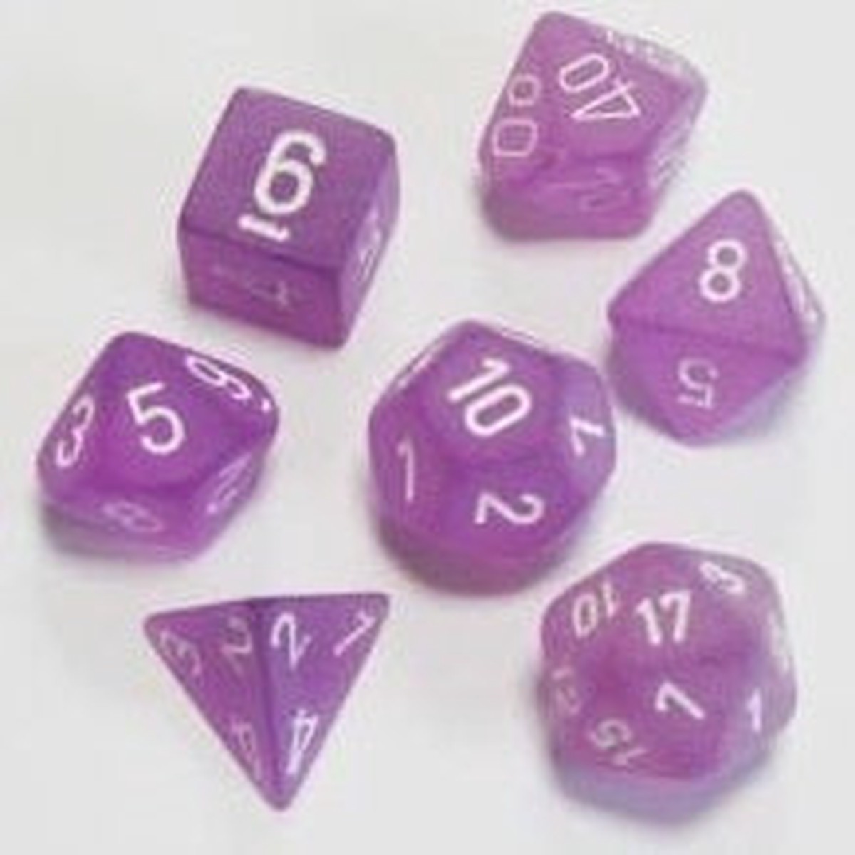 Chessex Frosted Purple/White 7ct Polyhedral Set (LE430)