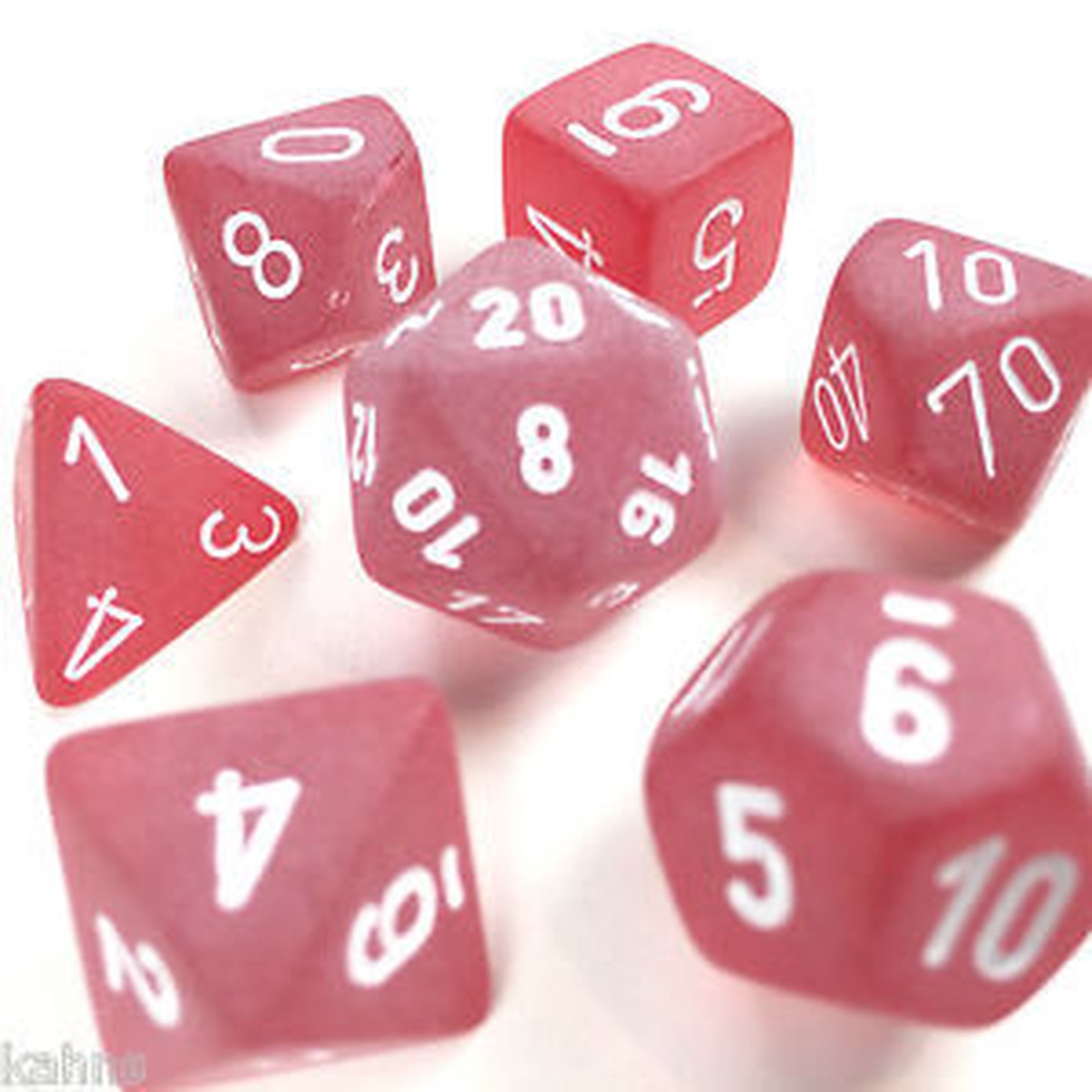 Chessex Frosted Red/White 7ct Polyhedral Set (LE427)