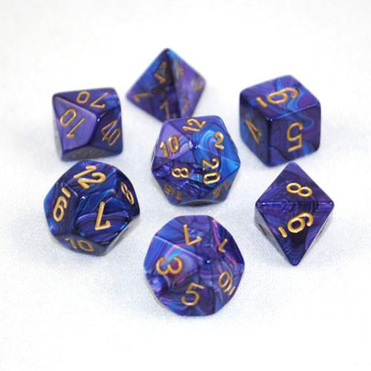Chessex Lustrous Purple/Gold 7ct Polyhedral Set (27497)