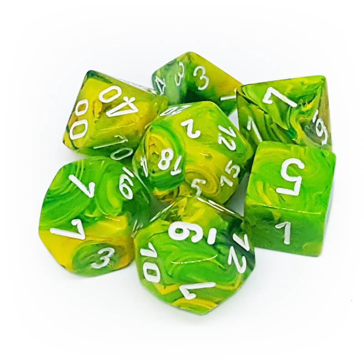 Chessex Vortex Dandelion/White 7ct Polyhedral Set (27452)