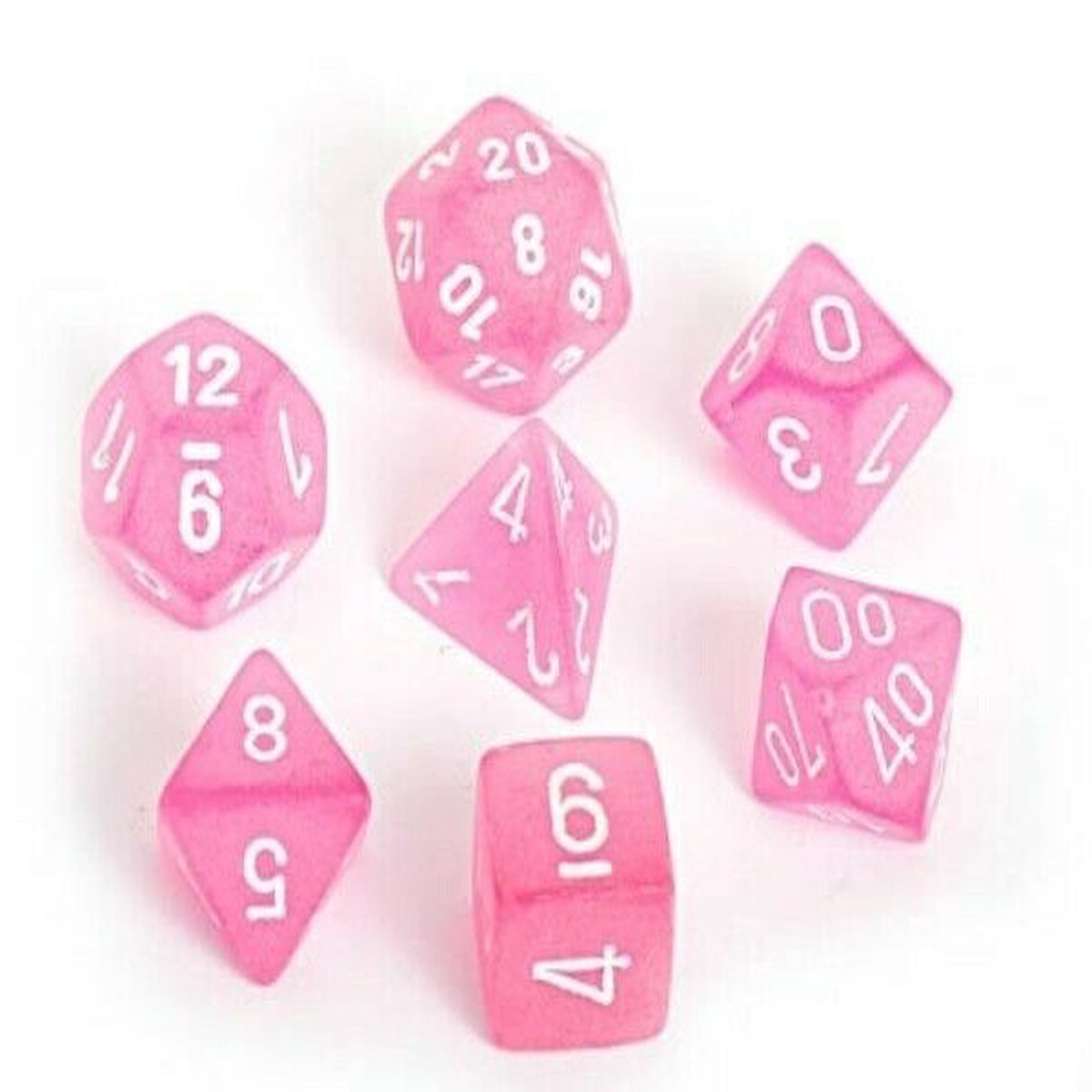 Chessex Frosted Pink/White 7ct Polyhedral Set (LE546)