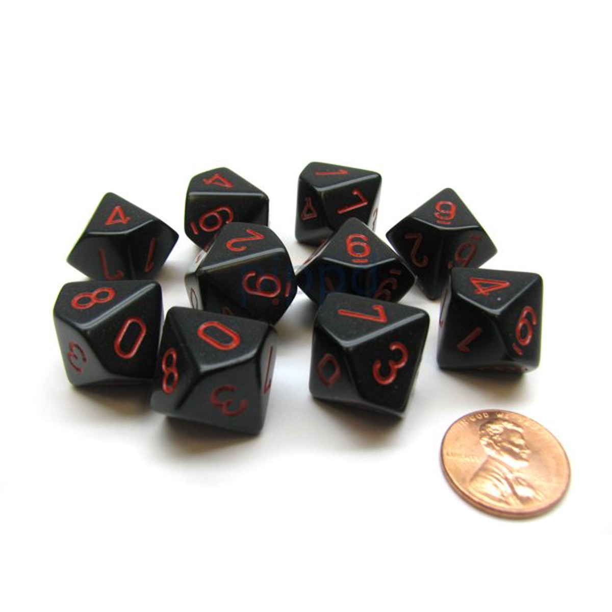 Chessex Opaque Black/Red 10ct D10 Set (26218)