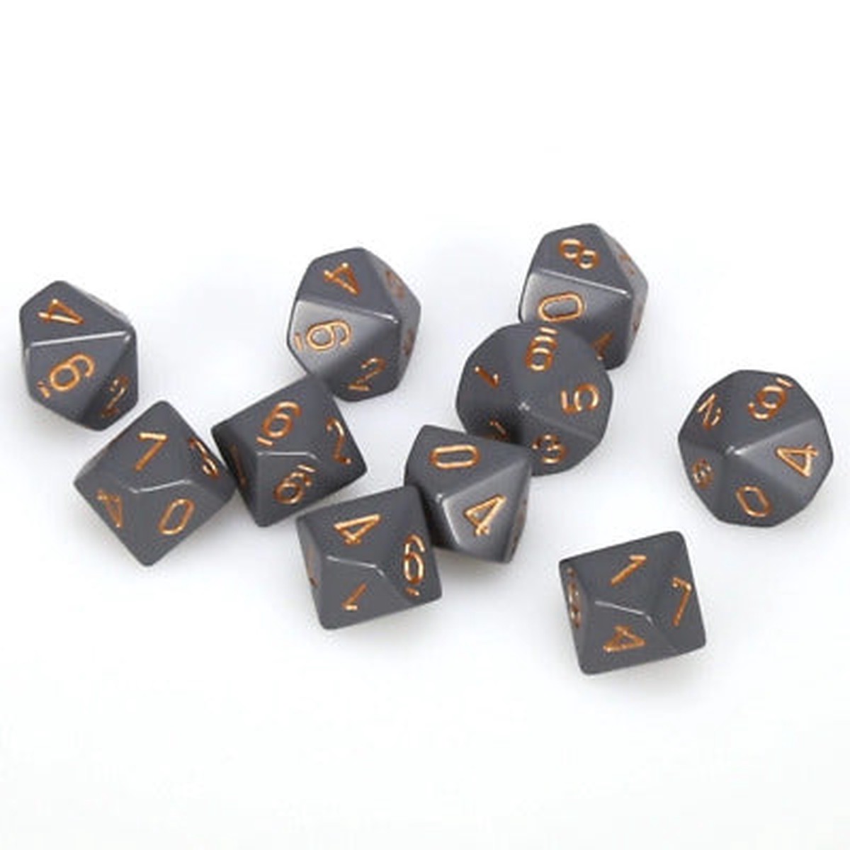 Chessex Opaque Dark Grey/Copper 10ct D10 Set (25220)