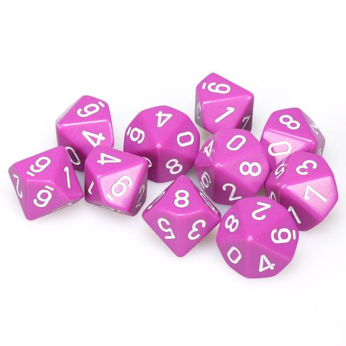 Chessex Opaque Light Purple/White 10ct D10 Set (25227)