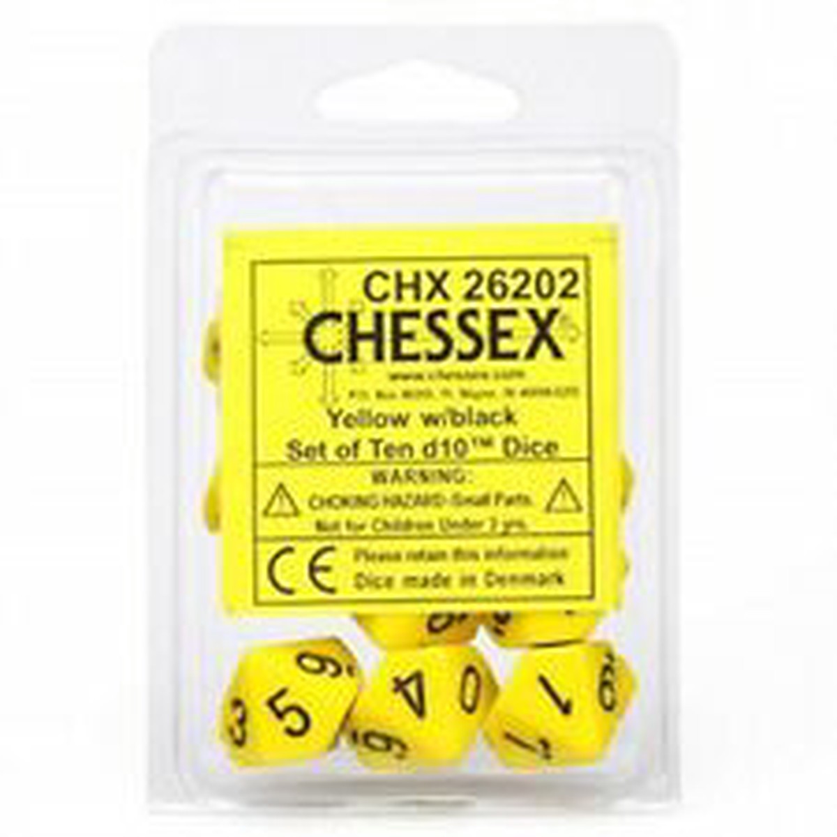 Chessex Opaque Yellow/Black 10ct D10 Set (26202)