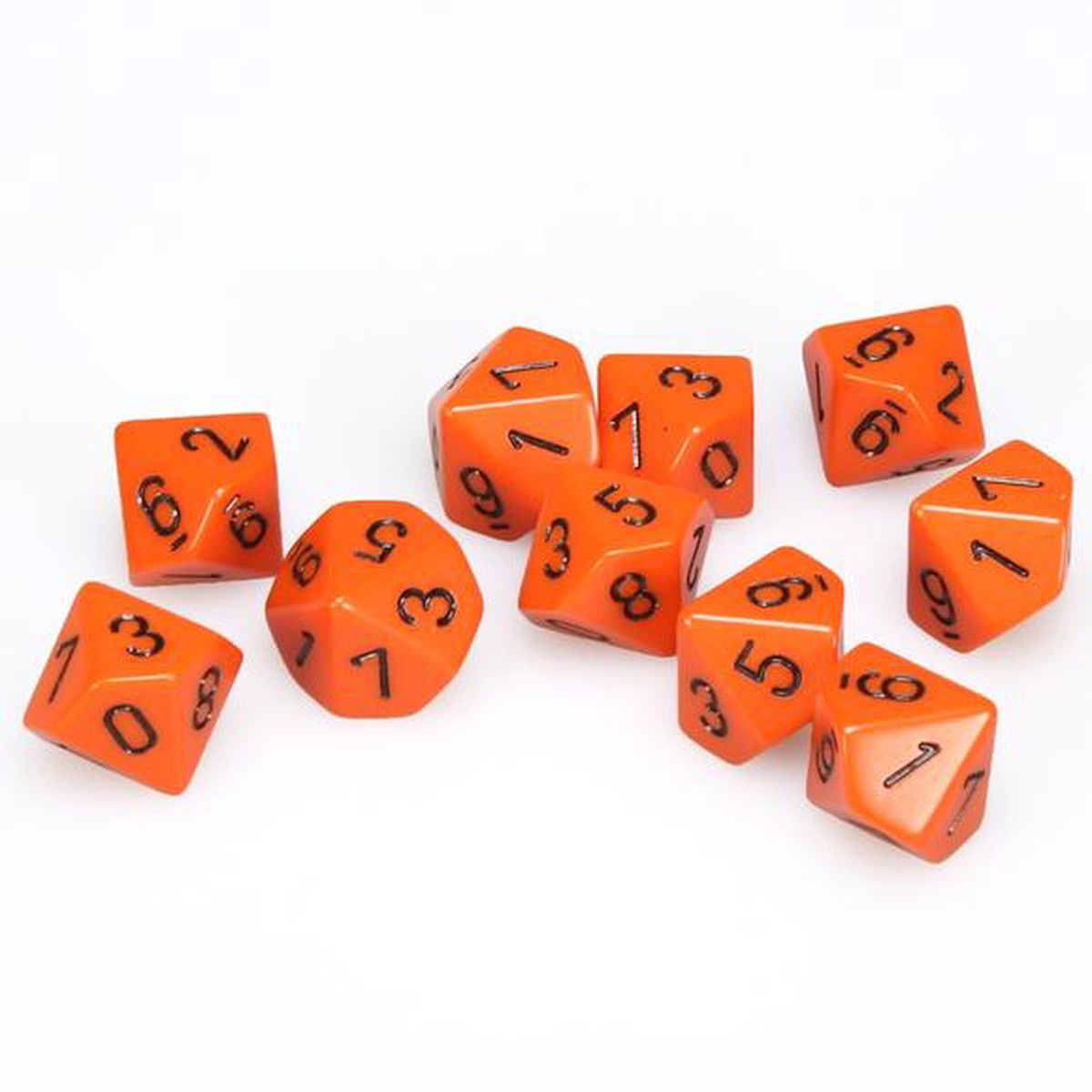 Chessex Opaque Orange/Black 10ct D10 Set (26203)