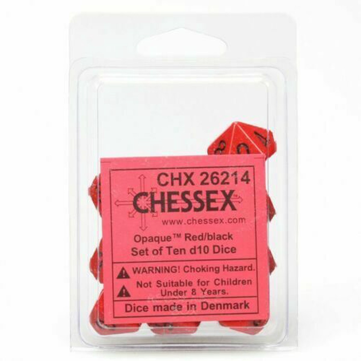 Chessex Opaque Red/Black 10ct D10 Set (26214)