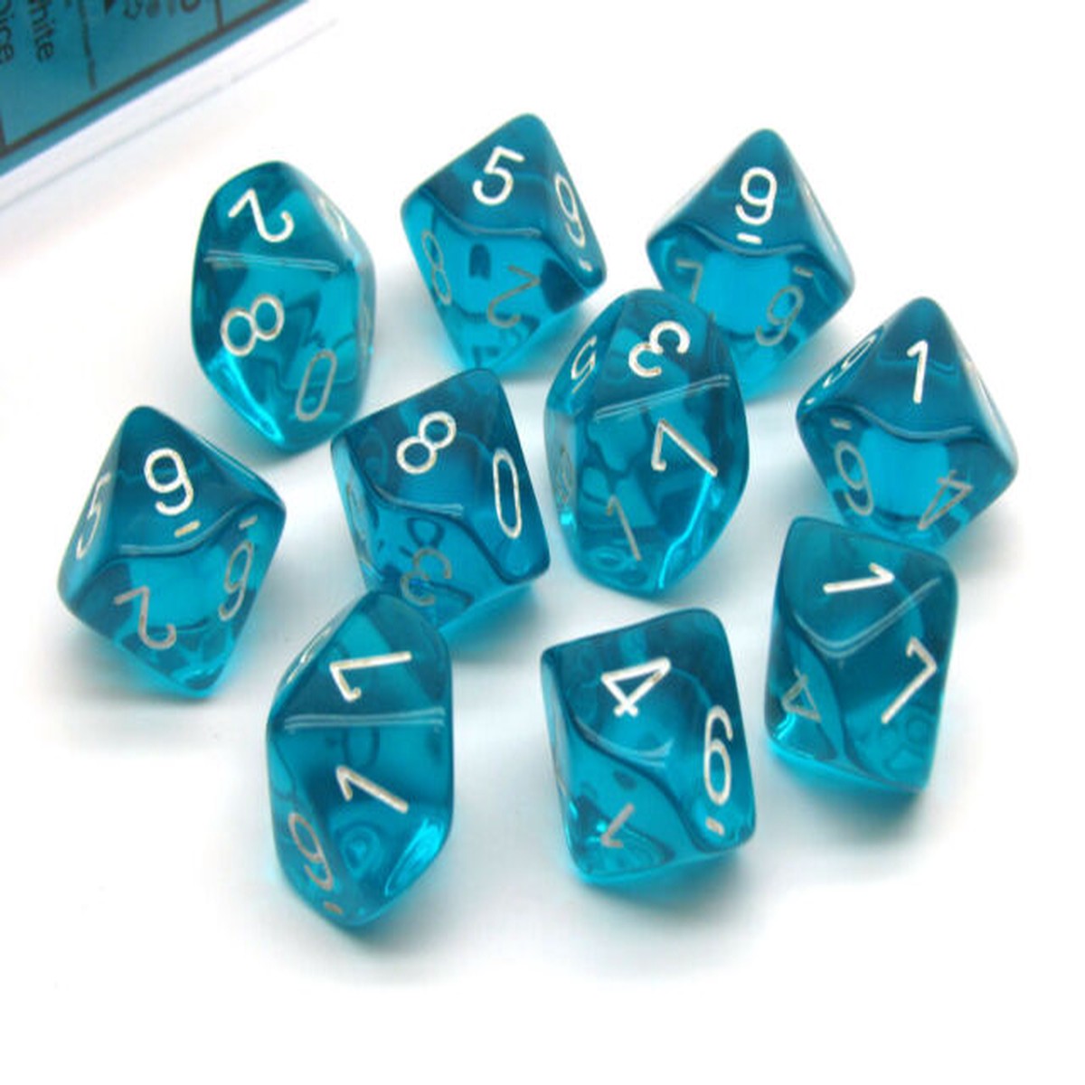 Chessex Translucent Teal/White 10ct D10 Set (23215)