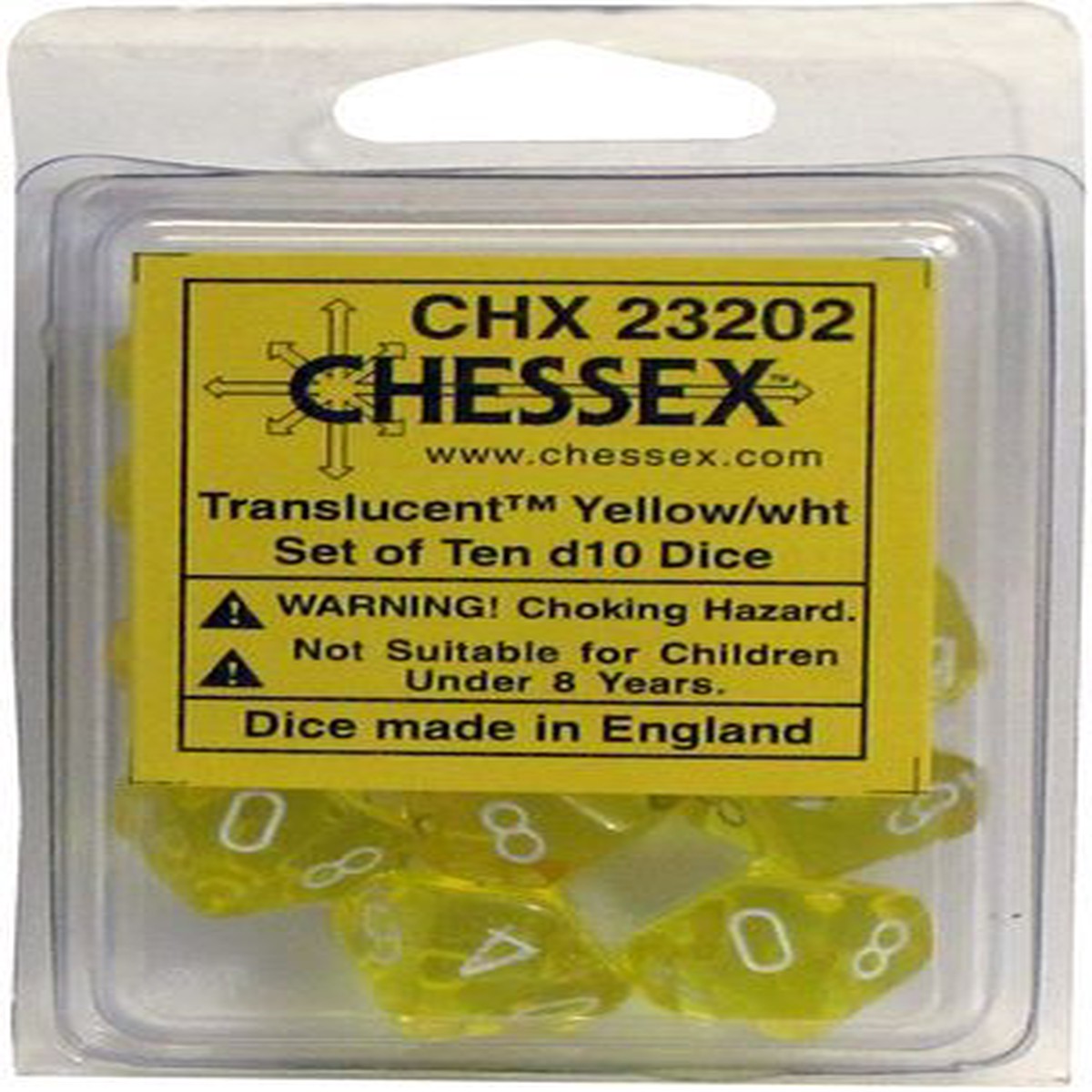 Chessex Translucent Yellow/White 10ct D10 Set (23202)