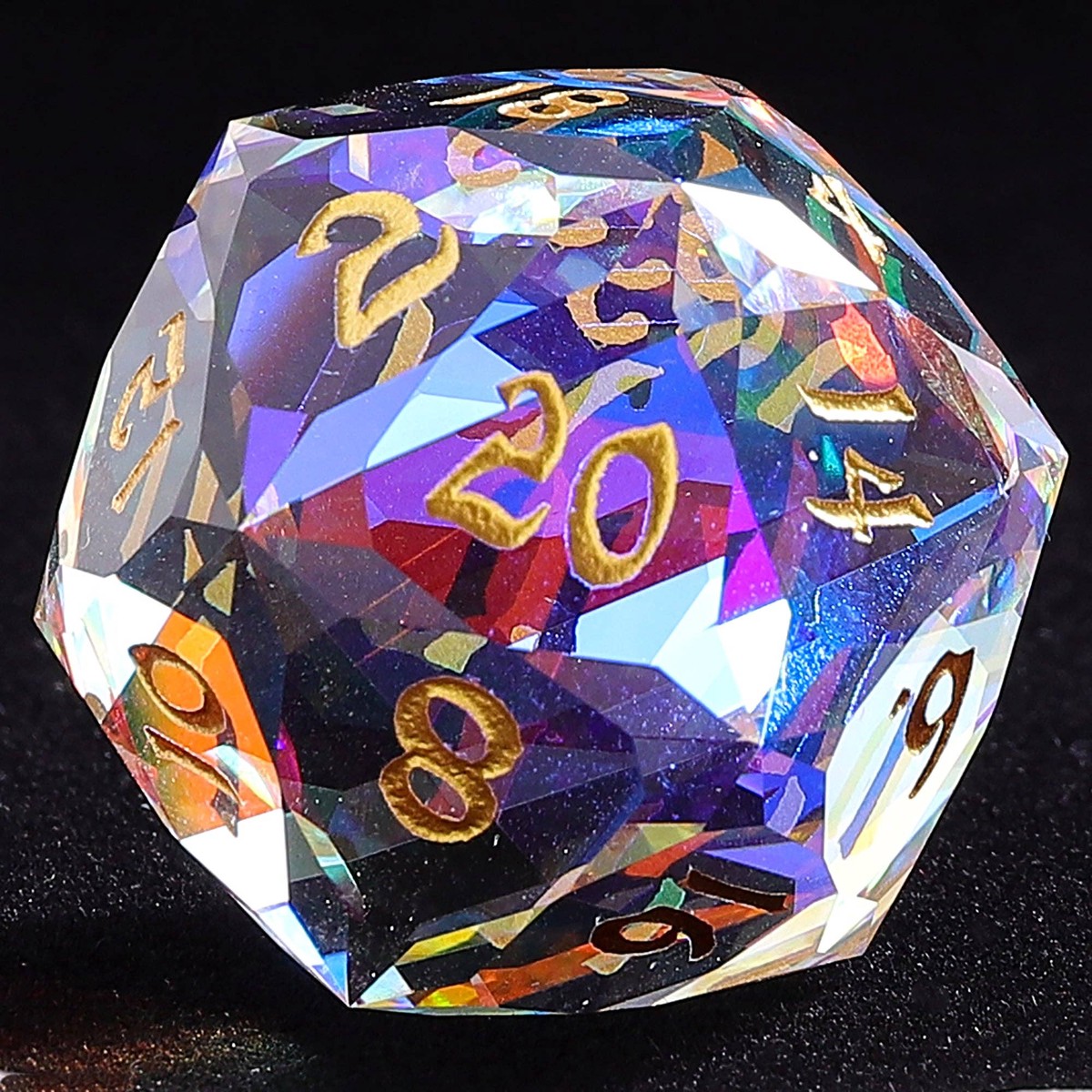 30mm Chonk Luster Cut D20 - Prismatic Crystal