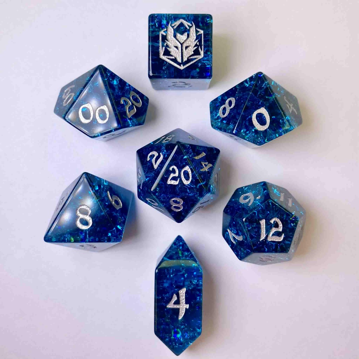 Dragon Hoard Glass Dice Set - Blasted Dark Blue