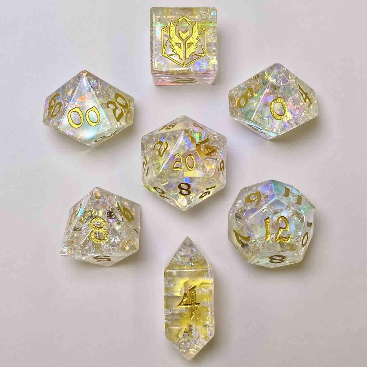 Dragon's Hoard Gemstone Dice Set - Blasted K9 Crystal